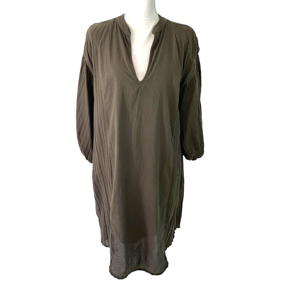 Pharaoh Collection Dress Womens Size 1 Japanese Cotton V Neck Green Made In USA